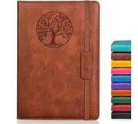 TEMU Cuaderno ejecutivo de cuero con A5 para hombres y mujeres, 256 páginas, liso, diario de escritura para viajes, negocios, trabajo, , universidad, bloc de notas 5.7"×8.3" con diseño de