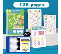 TEMU Cuaderno mágico reutilizable de 128 páginas, desarrollo del , práctica de control de bolígrafo y educación en dibujo, libro para aprender habilidades de escritura, ideal para el aula