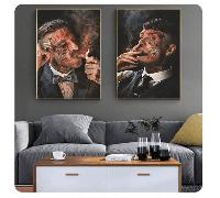 TEMU Cuadro en con un Personaje de de Gángster y Mafia de 2 piezas, Ideal para Decorar tu o Oficina. Una Opción de Regalo y Decoración para el Hogar (Sin ).