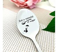 TEMU Cuchara de acero inoxidable grabada con la "Just a Spoonful of Sugar" (Solo una cucharadita de ) - para café, helado, té y postres - Regalo ideal para y fiestas