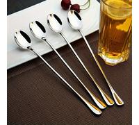 TEMU Cucharas de té de mango largo para helado, 7.8 pulgadas, cucharas para café, cucharas para helado, cucharas para remover, cucharas de cóctel de acero inoxidable