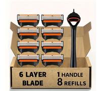 TEMU Cuchilla de Repuesto para Afeitadora Manual de 6 Capas para Hombres, Fácil de Usar y Limpiar, Acero Inoxidable para Protección de la Piel, Herramienta Clásica de Cuidado Facial Masculino