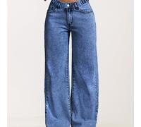 TEMU CUDDCLIO Jeans Rectos para Niñas Y2K con Bordado y , Cintura Elástica - Pantalones Oscuros Adecuados para 7-15 Años, Skateboarding, Patinaje y Ropa Casual (Lavable a Máquina)