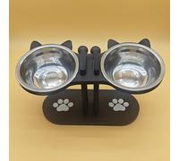 TEMU Cuenco Elevado Adorable para Mascotas con 2 Recipientes de Acero Inoxidable , y Fácil de Limpiar, Ajuste , Desmontable DIY para Gatos y Perros