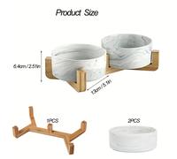 TEMU Cuencos de comida y agua elevados para mascotas de cerámica con un soporte de madera antideslizante, que incluyen platos de alimentación redondos que son para lavavajillas y fáciles de limpiar.