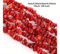 TEMU Cuentas de piedra natural en color coral , de chips irregulares de forma libre, adecuadas para hacer joyas como pulseras y collares, disponibles en tamaños de 3-5-8 mm