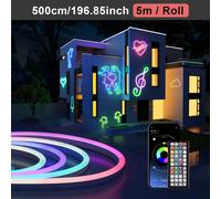 TEMU Cuerda de Luz LED RGB IP67, Sincronización con , App, Control Remoto de 44 Teclas, DIY, Luz Neón LED