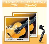 TEMU Cuerdas para Guitarra Clásica 2pcs con Enrollador Combo - Calidad de Sonido, Cuentas Transparentes Nylon Recubiertos en Aleación Plateada 6/Set (.028-.042) y Set 1-3, Bobinados 4-6 Acero