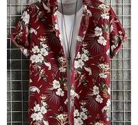 TEMU D2457 Nueva Camiseta de Manga Corta Holgada con Estampado Digital de Moda para Hombre, Estilo Hawaiano para Comercio Internacional, Talla Grande