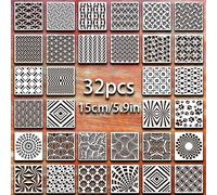 TEMU de 32 plantillas de geométricos reutilizables de plástico y manualidades DIY, adecuadas , , , , , , papel, y decoración del con herramienta de en