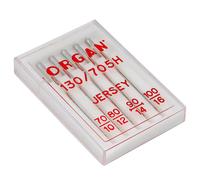TEMU de 5 agujas para máquina de coser Organ 130/705H, diseñadas para tejidos de punto y elásticos, tamaños 70/10, 80/12, 90/14, 100/16, aptas para máquinas de coser domésticas