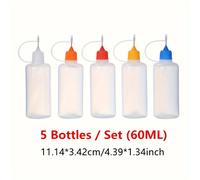 TEMU de 5 botellas de punta de aguja vacías de 10 ml, 20 ml, 30 ml y 60 ml de Design para manualidades DIY. ¡Llénalas con pintura, pegamento u otros suministros de manualidades!