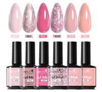 TEMU de 6 esmaltes de uñas en gel QAZIXU colores como , rosa, nude, y azul. gel semipermanente /LED Soak-Off opción para mujeres, ya que la fácil de nail art de calidad de salón, adecuado para todas .