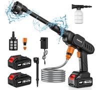 TEMU de a Presión Inalámbrico de 60Bar - Batería de Iones de Litio de 2600mAh, Portátil con Múltiples Boquillas para Coche, Jardín y Patio - Compatible con Herramientas Makita 18V