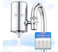 TEMU de Acero Inoxidable para Grifo con 4 Cartuchos Reemplazables, Durabilidad y Fácil Instalación - Mejora Dramáticamente la Calidad del Agua en la Mayoría de los Grifos