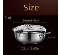 TEMU de Acero Inoxidable SUS304 18/8 para Uso Doméstico, Freidora Mini Estilo Japonés con Diseño Ahorrador de Aceite y Pantalla de