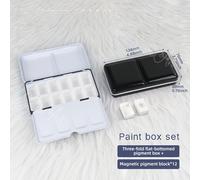 TEMU de acuarela plegable de metal portátil SeamiArt con 12 bandejas magnéticas - Hierro duradero, diseño compacto para artistas , de acuarela portátil