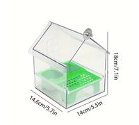 TEMU de alimentación transparente para canarios con techo y bañera, diseñada para fácil limpieza, sin batería