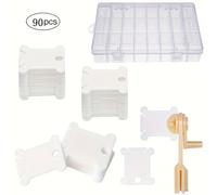 TEMU de almacenamiento de 24 compartimentos con 2 paquetes de placas de bobinado y máquina de bobinado - , sin pilas, para manualidades y suministros de costura