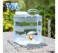 TEMU de almacenamiento de agua de PC transparente con grifo a prueba de fugas, adecuado para camping y uso doméstico. Es duradero, fácil de limpiar y diseñado para ahorrar .