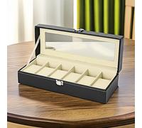 TEMU de Almacenamiento de Relojes Edición de Navidad con Ventana de Vidrio Transparente - Cuero PU Impermeable, Exhibición Rectangular para Coleccionistas de Relojes, Joyería e Idea de Regalo Festivo