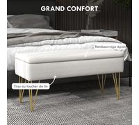 TEMU de almacenamiento HOMCOM de tela de lino con patas de metal dorado 100 X 40 X 49 Cm Crema