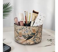 TEMU de Almacenamiento Multifuncional Redonda | Organizador de Escritorio Giratorio de con 4 Compartimentos para Materiales , Cosméticos, Controles Remotos - Diseño de Alondra en un Ramo, Plástico,