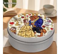 TEMU de Almacenamiento Redonda en Disney: y la Bestia, Estampado de Princesa y de Dibujos Animados, Contenedor de Regalo para de San Valentín