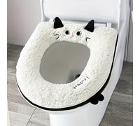 TEMU de asiento de inodoro con diseño de gato lindo - Microfibra , diseño con cremallera, ajuste universal para inodoros estándar, y duradera, ideal para uso doméstico.