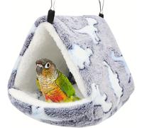 TEMU de Aves Abrigado para Invierno, Adecuado para Loros, Periquitos, Hámsters - Refugio de Plush y con Hamaca Colgante, para Periquitos, Conures, para rostatiels (, L)