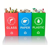 TEMU de Basura con para Residuos de Cocina, Basura y Reciclaje de Papel - Diseño Plegable con Cubierta