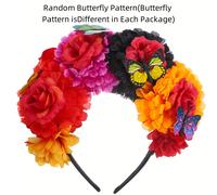 TEMU de Beaupretty, de para de los Muertos, Accesorios para Fiesta de Halloween, Flores Mexicanas para el Cabello - 1 pieza