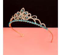 TEMU de boda con corona de diamante azul, de aleación con decoraciones de flores de diamantes de , ideal para y reinas de .