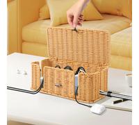 TEMU de cables artesanal, de gestión de cables de mimbre, organizador debajo del escritorio para cables de TV, regletas y almacenamiento de cables ocultos, adecuado para uso en como en el hogar