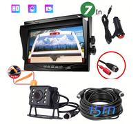 TEMU de cámara de visión trasera universal para camiones, con cámara de de visión nocturna de 24V y monitor de 7 pulgadas para asistencia de estacionamiento, sin batería