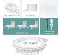 TEMU de Cortina Flexible y Silencioso de 16.4 Pies Extra Largo, Montaje en Techo y Pared para y Apartamentos Grandes con Juego de Poleas Reductoras de Ruido