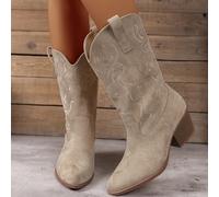 TEMU de cowboy occidentales bordadas para mujer, zapatos de moda para mujer