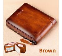 TEMU de cuero de capa para hombres con cremallera, diseño corto multifuncional, de tarjeta de gran capacidad, protección contra robo RFID para salir