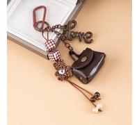 TEMU de Cuero PU con Diseño de en 2D, Llavero de Oso 2D Tierno y "love", Exquisito Llavero para Coche y Adorno para Bolso