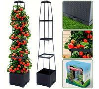 TEMU de Cultivo de Tomates de 57 Pulgadas con Riego Automático - Soporte y Escalera, Macetero Combinado para Jardín y , Uso en Interiores y Exteriores