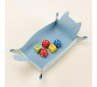 TEMU de Dados Plegable de Gato de Cuero PU para Juegos y RPG - Bandeja Acolchada Portátil con Diseño Kawaii, Regalo para Jugadores de DnD y al Gaming de Mesa