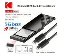 TEMU de Disco Duro Rígido Removible KODAK TYPE-C de 2.5 pulgadas SSD, de Almacenamiento Externo USB3.0 a Convertidor SATA III, Material ABS, Soporta 5TB SATA/HDD/SSD Transferencia de Velocidad: 5GB/S