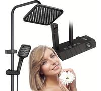 TEMU de Ducha Termostático Lujo con Pantalla , Bidet Inteligente y Libre - Juego para Bañera Spa en la Pared Cobre Resistentes, Grifos Teclas del Piano, Cabezal Lluvia , Regalo Renovación