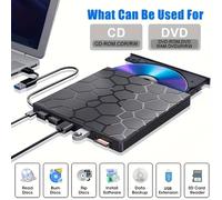 TEMU de DVD Externa 8 en 1, Amicool USB 3.0 Tipo C, Grabadora y de CD/DVD +/-RW, Portátil y Delgada, Compatible con PC, Laptop, Escritorio, MacBook, Mac, Operativo 7/8.1/10 , para Apple