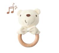 TEMU de Elefante de Crochet Beige, Juguete de Dentición de Oso con Corbata para Bebé, de Regalo de Manual, Regalo de Navidad y Pascua