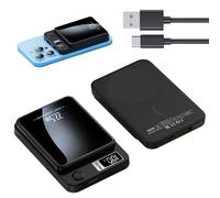 TEMU de Energía sin varillas Magnético de 5000mAh - 22.5W/ PD20W para iPhone y - Interfaz USB y Tipo-C - Cargador Portátil con Indicador de Energía LED - Diseño Ultracompacto