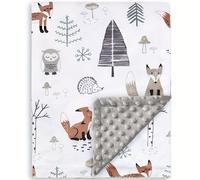 TEMU de Felpa de Capa para Niños y Niñas - 30x40 Pulgadas, Estampado Animal con Diseño de Zorro, , Erizo y Hongo, Respaldo a Dots, Lavable a Máquina