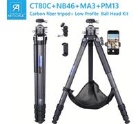 TEMU de Fibra de Carbono con Rótula de de 46mm | Soporte de Cámara de Viaje Resistente ARTCISE para Canon Sony Nikon DSLR, Carga 55lbs | Bolsa de Piedra, Brazo Mágico, Clip para Teléfono