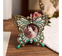 TEMU de fotos vintage europeo con forma de - de metal con diseño ornamentado, ideal para decoración del hogar y regalos, orientación vertical, soporte para una sola foto, decoraciones de mariposas