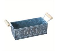 TEMU de Jabón Francesa, Contenedor de Almacenamiento, , Hierro Galvanizado Inglés con Diseño de , 27.5*11.5*9Cm